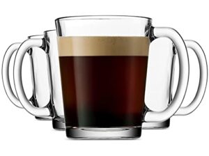 godinger coffee mugs, italian made glass coffee mug, hot beverage tea cups, glass cups, drinking glasses - 10oz, set of 4