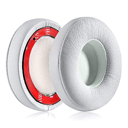 Solo 2 Wired Replacement Earpads - CONVELIFE Ear Cushion Pads with Protein Leather Memory Foam Compatible for Beats by Dr. Dre Solo2 Wired On-Ear Headphones (NOT FIT Solo 2/3 Wireless) (White)