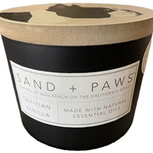 Sand + Paws Tahitian Vanilla Scented Candle, Neutralizes Pet Odors, 2 Wick, 12 Oz (Black - Dog Dad)
