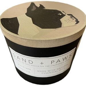 Sand + Paws Tahitian Vanilla Scented Candle, Neutralizes Pet Odors, 2 Wick, 12 Oz (Black - Dog Dad)