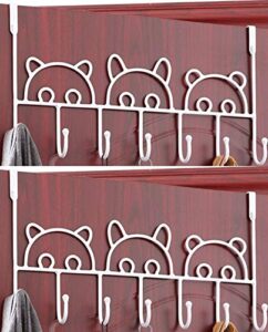 shimajee animal hanger rack ( set of 2 ) over the door hanger rack, decorative metal door hanger holder for coats, clothes, hats (white)
