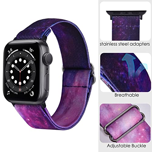 MOFREE Stretchy Strap Compatible for 40mm Apple Watch Band 41mm/40mm/38mm Series 7/6/SE/5 Adjustable Nylon Sport Women Men Printed Strap for iWatch Series 4/3/2/1 38mm/40mm Replacement Galaxy