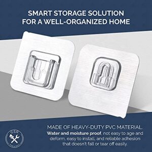 GSR Clear Double-Sided Adhesive Wall Hooks - 10-Piece Mounted Door Hanger Kit - No Drill Sticker Hangers with Suction Cup for Bathroom, Kitchen