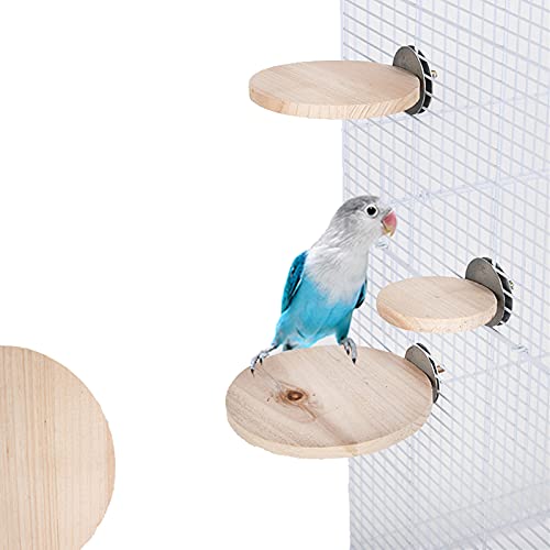 3 Pack Bird Perch Platform Round Wooden Playground Board Wood Stand Rack Suit Budgie Toys Bird Tree Perches for Parrot Parakeet Cockatiel Conure Hamster Gerbil Rat