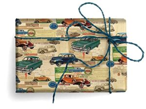 kartos classic cars italian wrapping paper, folded