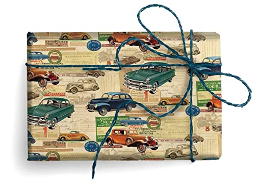 Kartos Classic Cars Italian Wrapping Paper, Folded