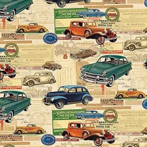 Kartos Classic Cars Italian Wrapping Paper, Folded