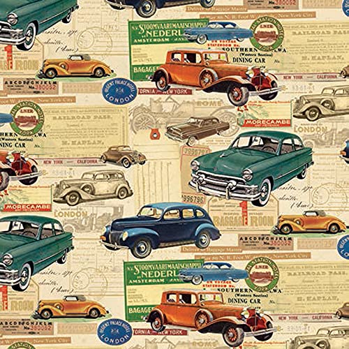 Kartos Classic Cars Italian Wrapping Paper, Folded