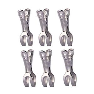 doitool clothespins, 6pcs stainless steel pinch windproof washing rod scissors laundry clothes hanger sustain pinch strong medium veranda handrail pinch sheet clips (medium opening clips)