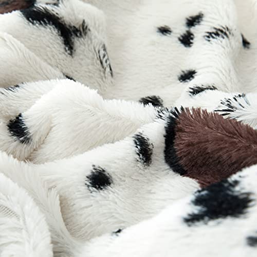 Bytide Cow Printed Soft Fuzzy Faux Fur Black and White Double Sides Print Throw Blanket 50" x 60", Couch Cover Lightweight Fluffy Cozy Plush Blankets for Sofa Chair Bed Home Décor