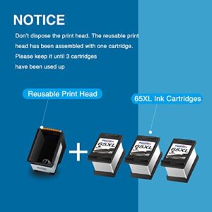 Paeolos Remanufactured 65XL Black Ink Cartridge Combo Pack Replacement for HP 65XL 65 XL for Envy 5052 5055 5058 5010 5012 5014 DeskJet 3755 3758 2655 2652 3730 3752 2635 Printers, 3 Black