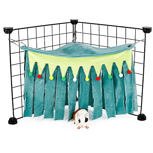 ONEJU Guinea Pig Hideout, Hideout for Guinea Pig, Guinea Pig Hideouts, Guinea Pig Cage Accessories for Guinea Pig, Bunny, Hamster, Chinchilla, Rabbit Without Metal Fences - Green