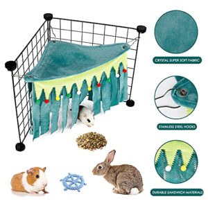 ONEJU Guinea Pig Hideout, Hideout for Guinea Pig, Guinea Pig Hideouts, Guinea Pig Cage Accessories for Guinea Pig, Bunny, Hamster, Chinchilla, Rabbit Without Metal Fences - Green