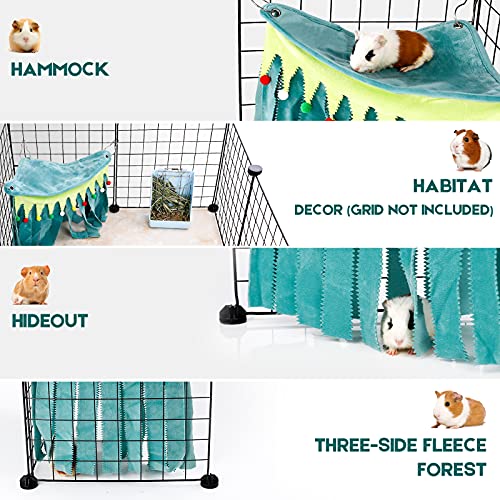 ONEJU Guinea Pig Hideout, Hideout for Guinea Pig, Guinea Pig Hideouts, Guinea Pig Cage Accessories for Guinea Pig, Bunny, Hamster, Chinchilla, Rabbit Without Metal Fences - Green