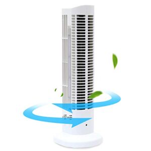 clothing 2 in 1 portable electric oscillating tower fan with led light, leafless cooling fan perfect for office dorm nightstand(white) rr613