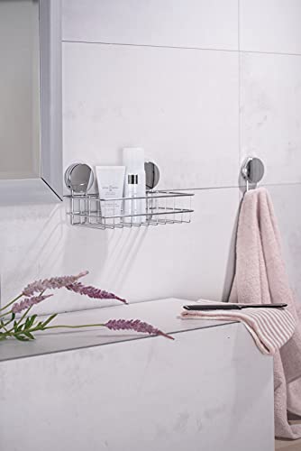 WENKO Static-Loc Plus Wall Osimo Bathroom Shelf No Drilling Required, Alloy Steel (PET) ABS Plastic, Chrome, 24 x 13 x 13,5 cm