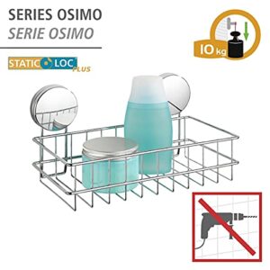 WENKO Static-Loc Plus Wall Osimo Bathroom Shelf No Drilling Required, Alloy Steel (PET) ABS Plastic, Chrome, 24 x 13 x 13,5 cm