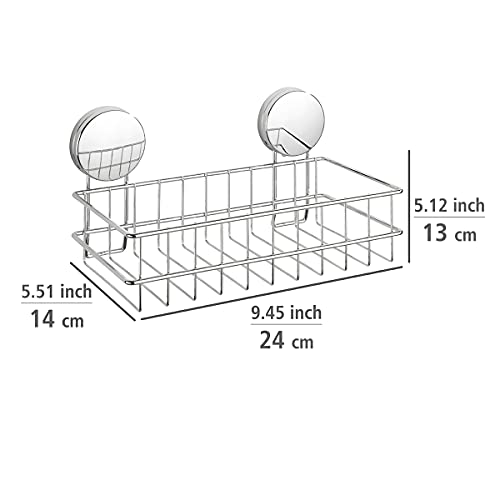 WENKO Static-Loc Plus Wall Osimo Bathroom Shelf No Drilling Required, Alloy Steel (PET) ABS Plastic, Chrome, 24 x 13 x 13,5 cm