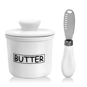 French Butter Keeper Crock Dish with Knife for Soft Butter-No more Hard Butter Anymore