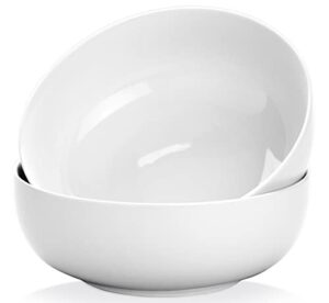 yedio pasta serving bowls 90 ounce 9.7” large serving bowls, porcelain salad bowls for kitchen, big white soup bowls, oven dishwasher safe, set of 2