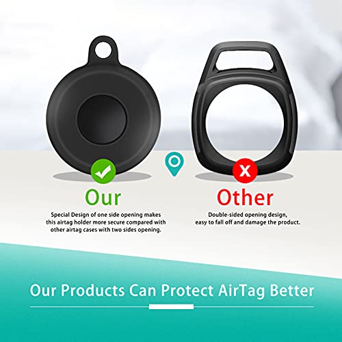 WWW Silicone Case for AirTag Phone Finder, （1 Pack） Anti-Scratch Protective Lightweight Soft Sleeve Skin Cover AirTags Holder with Keychain (Black)