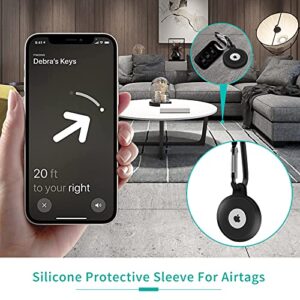 WWW Silicone Case for AirTag Phone Finder, （1 Pack） Anti-Scratch Protective Lightweight Soft Sleeve Skin Cover AirTags Holder with Keychain (Black)