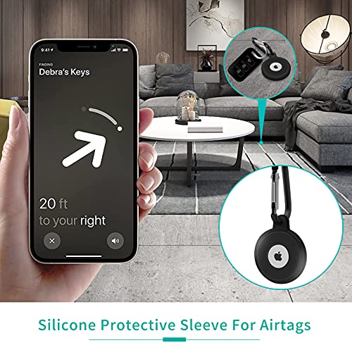 WWW Silicone Case for AirTag Phone Finder, （1 Pack） Anti-Scratch Protective Lightweight Soft Sleeve Skin Cover AirTags Holder with Keychain (Black)