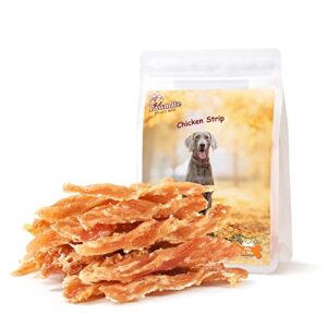 pawmate chicken jerky twist strips for dogs, natural healthy low fat real chicken cuts training dog treats with taurine 11oz