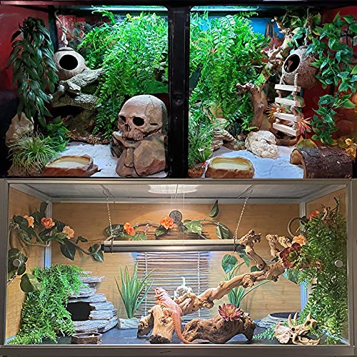 Tfwadmx Reptile Vines Plants Flexible Jungle Climbing Vine Gecko Coconut Coco Shell Hut Terrarium Plastic Plant Lizard Tank Accessories Habitat Decor for Gecko,Snake,Hermit Crab