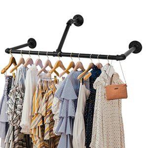zszaua clothes rack heavy duty for hanging clothes, industrial pipe closet rods for hanging clothes bar, detachable wall mounted garment racks for laundry room organization and storage