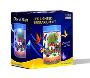ez learning kits bioresearch led lighted terrarium kit - premium quality, crystal-clear see-through jar, for a scientific mind, 1 count (pack of 1)
