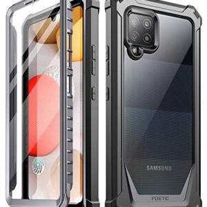 Poetic Guardian Case Designed for Samsung Galaxy A42 5G, Built-in Screen Protector Work with Fingerprint ID, Full Body Hybrid Shockproof Bumper Cover Case, Black/Clear