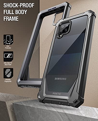 Poetic Guardian Case Designed for Samsung Galaxy A42 5G, Built-in Screen Protector Work with Fingerprint ID, Full Body Hybrid Shockproof Bumper Cover Case, Black/Clear