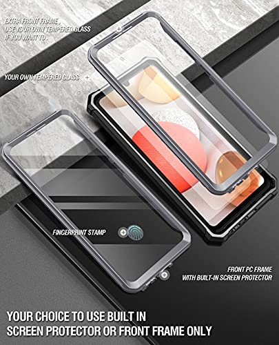 Poetic Guardian Case Designed for Samsung Galaxy A42 5G, Built-in Screen Protector Work with Fingerprint ID, Full Body Hybrid Shockproof Bumper Cover Case, Black/Clear