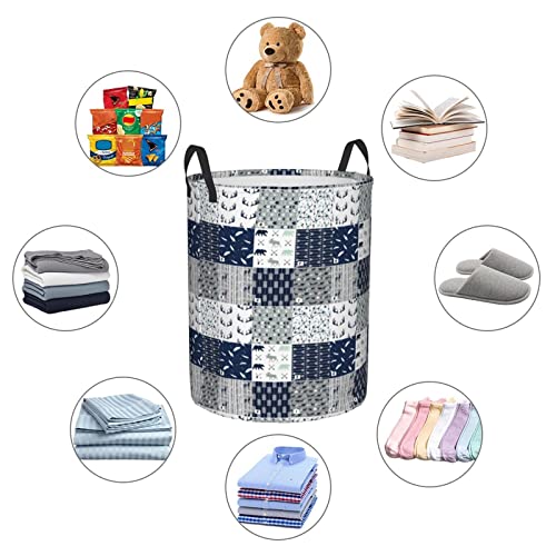 Large Laundry Hamper Collapsible Laundry Baskets Navy Woodland Deer Mountain Arrows Buffalo Washing Bin Waterproof Lightweight Storage Bin for Toy Organizer Nursery