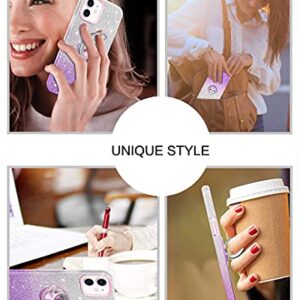 BENTOBEN iPhone 12 Case, iPhone 12 Pro Case, Slim Fit Glitter Sparkly with 360° Ring Holder Kickstand Magnetic Car Mount Supported Protective Girls Women Cover for iPhone 12/12 Pro 6.1“, Purple