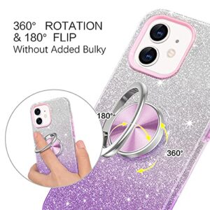 BENTOBEN iPhone 12 Case, iPhone 12 Pro Case, Slim Fit Glitter Sparkly with 360° Ring Holder Kickstand Magnetic Car Mount Supported Protective Girls Women Cover for iPhone 12/12 Pro 6.1“, Purple