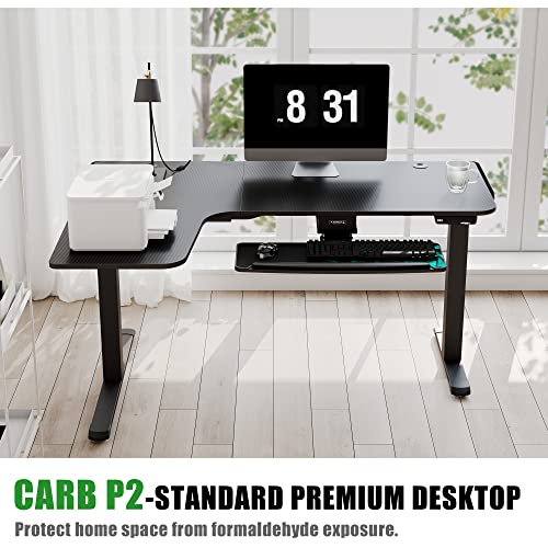 EUREKA ERGONOMIC Standing Desk L Shaped, 60 Inch Gaming Desk Electric Height Adjustable Dual Motor Rising Sit Stand Up Corner Desk for Computer Home Office, Smart Memory Preset Mousepad, Large, Left