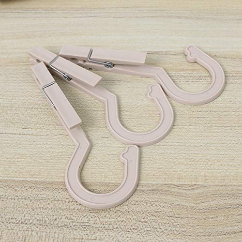 DOITOOL Clothespins, 3PCS Portable Hanging Clothes Clips Multifunctional Plastic Windproof Clothespins for Sock Underwear Pants for Travel Home (Beige)