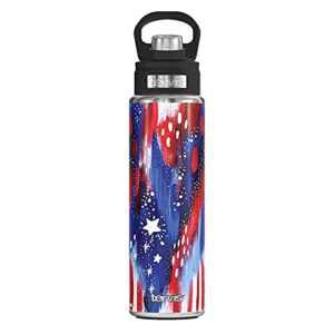 tervis etta vee triple walled insulated tumbler travel cup keeps drinks cold, 24oz wide mouth bottle - stainless steel, americana stars