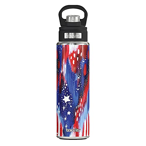 Tervis Etta Vee Triple Walled Insulated Tumbler Travel Cup Keeps Drinks Cold, 24oz Wide Mouth Bottle - Stainless Steel, Americana Stars