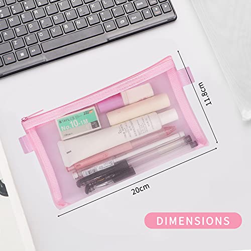 Toplive 3 Pieces Pencil Case Set, Clear Exam Pencil Pouch, Mesh Zipper Pen Pouch, Nylon Pencil Storage Pouch, Makeup Bag for Women, Portable Office Stationery Pouch for Students Adults