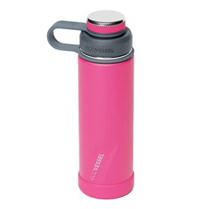 ecovessel stainless steel water bottle with insulated dual lid, insulated water bottle with strainer and silicone bottle bumper, coffee mug – 20oz (wild magenta)