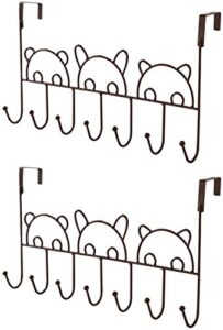 shimajee animal hanger rack ( set of 2 ) over the door hanger rack, decorative metal door hanger holder for coats, clothes, hats (black)