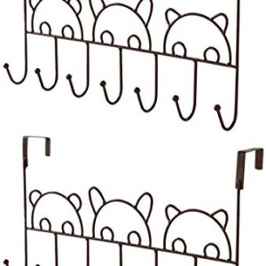 SHIMAJEE Animal Hanger Rack ( Set of 2 ) Over The Door Hanger Rack, Decorative Metal Door Hanger Holder for Coats, Clothes, Hats (Black)