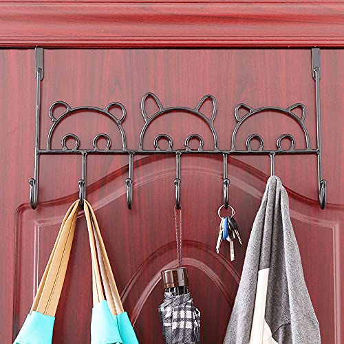 SHIMAJEE Animal Hanger Rack ( Set of 2 ) Over The Door Hanger Rack, Decorative Metal Door Hanger Holder for Coats, Clothes, Hats (Black)