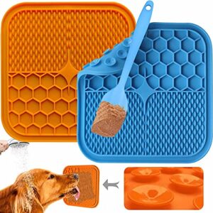 licking mat for dogs and cats,connfiton [2 pack] slow feeder for dog,dog boredom and anxiety reducer,snuffle mat for dogs,dog puzzle toys,slow feeder dog bowls bathing,grooming and training bpa-free