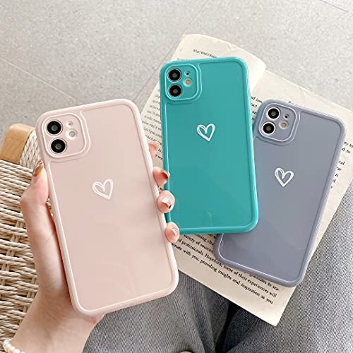 Compatible with iPhone XR Case for Women Girls, Cute Love Heart Pattern Soft Slim TPU Protective Bumper Phone Case for iPhone XR 6.1＂-Blue Gray