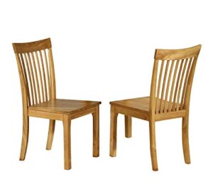 kings brand furniture - kurmer solid wood dining room side chairs, set of 2, natural oak