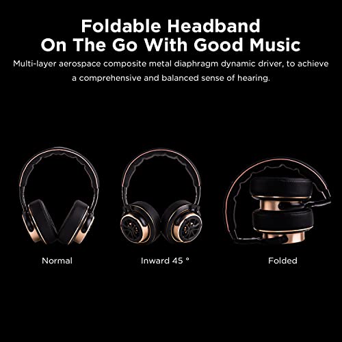 1MORE Hi-Res Triple Driver Over-Ear Headphones Comfortable Foldable Earphones with Hi-Fi Sound, Bass Driven, Tangle-Free Detachable Cable for Smartphones/Android/PC/Tablet - Gold